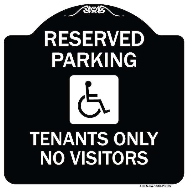 Signmission Reserved Parking Tenants No Visitors W/ Graphic Heavy-Gauge Aluminum Sign, 18" x 18", BW-1818-23005 A-DES-BW-1818-23005 - main